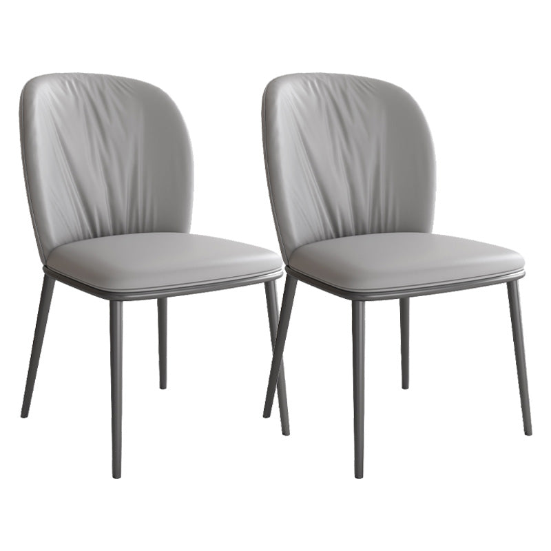 Modern Style Faux Leather Chair Armless Metal Side Chair for Home Use