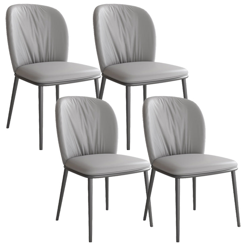 Modern Style Faux Leather Chair Armless Metal Side Chair for Home Use