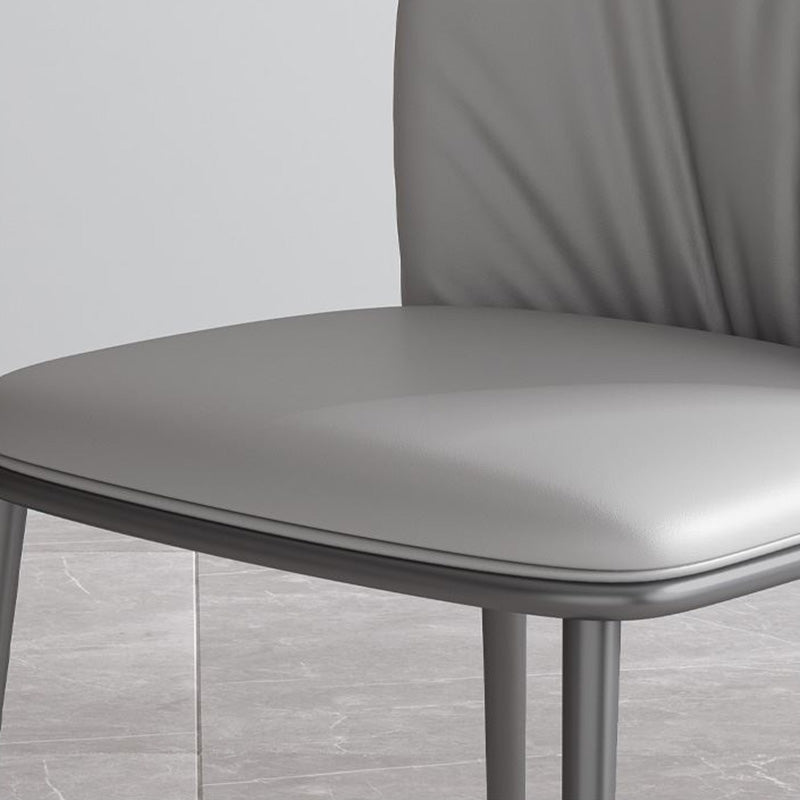 Modern Style Faux Leather Chair Armless Metal Side Chair for Home Use