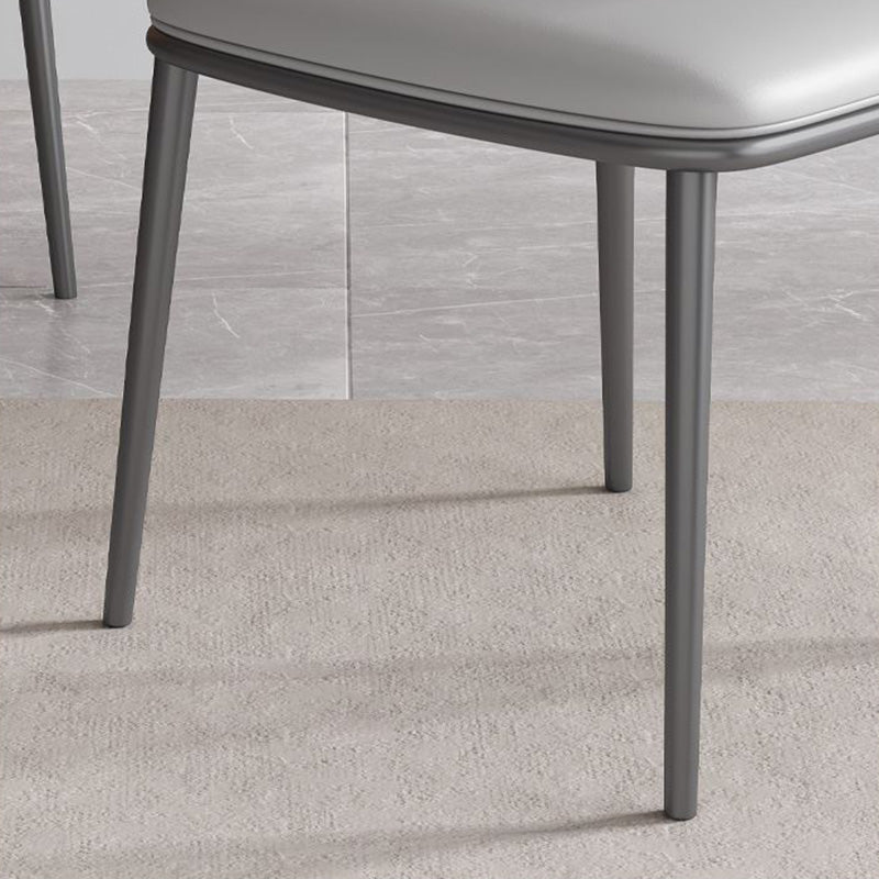 Modern Style Faux Leather Chair Armless Metal Side Chair for Home Use