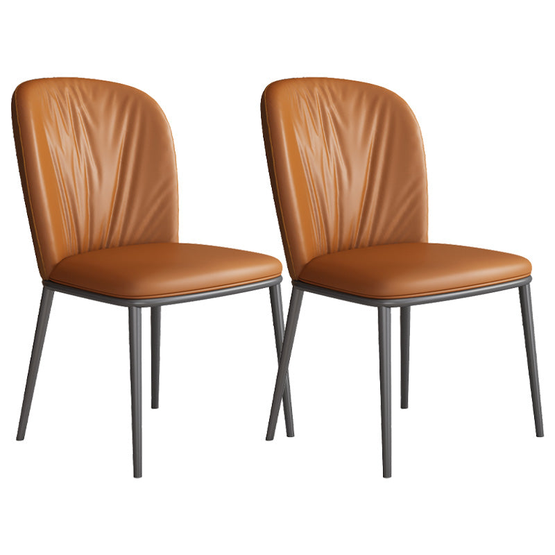 Modern Style Faux Leather Chair Armless Metal Side Chair for Home Use