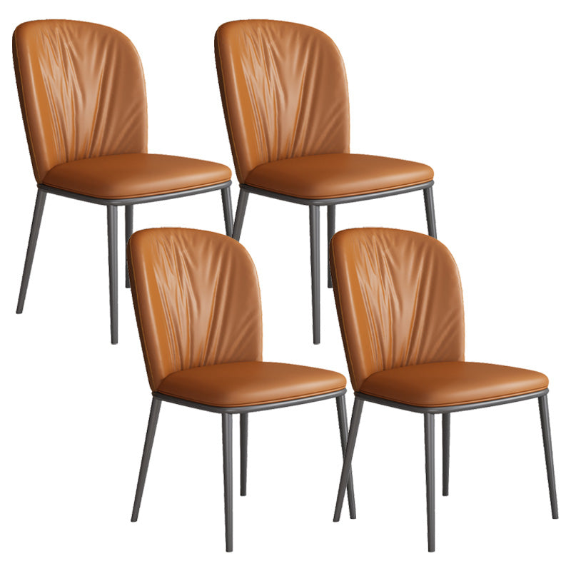 Modern Style Faux Leather Chair Armless Metal Side Chair for Home Use