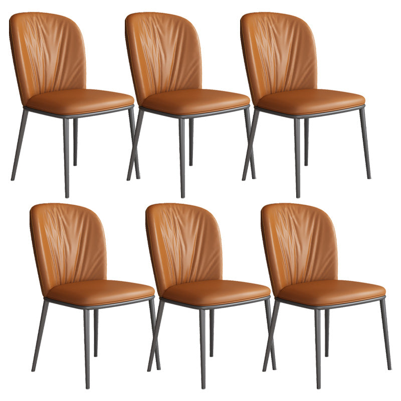 Modern Style Faux Leather Chair Armless Metal Side Chair for Home Use