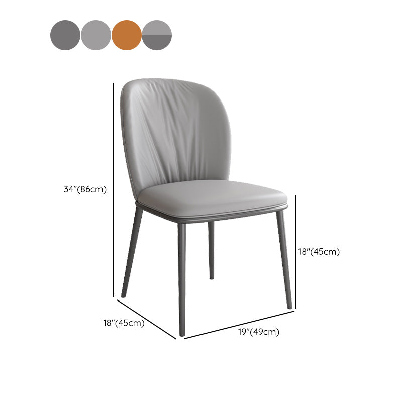 Modern Style Faux Leather Chair Armless Metal Side Chair for Home Use