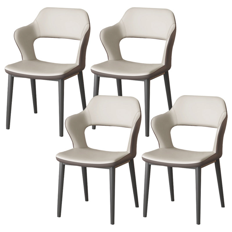 Modern Faux Leather Dining Side Chairs Open Back Dining Arm Chair for Dining Room