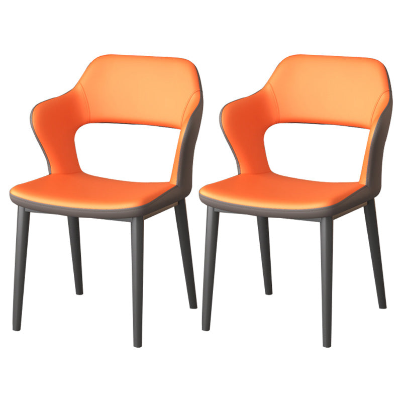 Modern Faux Leather Dining Side Chairs Open Back Dining Arm Chair for Dining Room