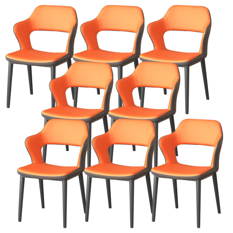 Modern Faux Leather Dining Side Chairs Open Back Dining Arm Chair for Dining Room