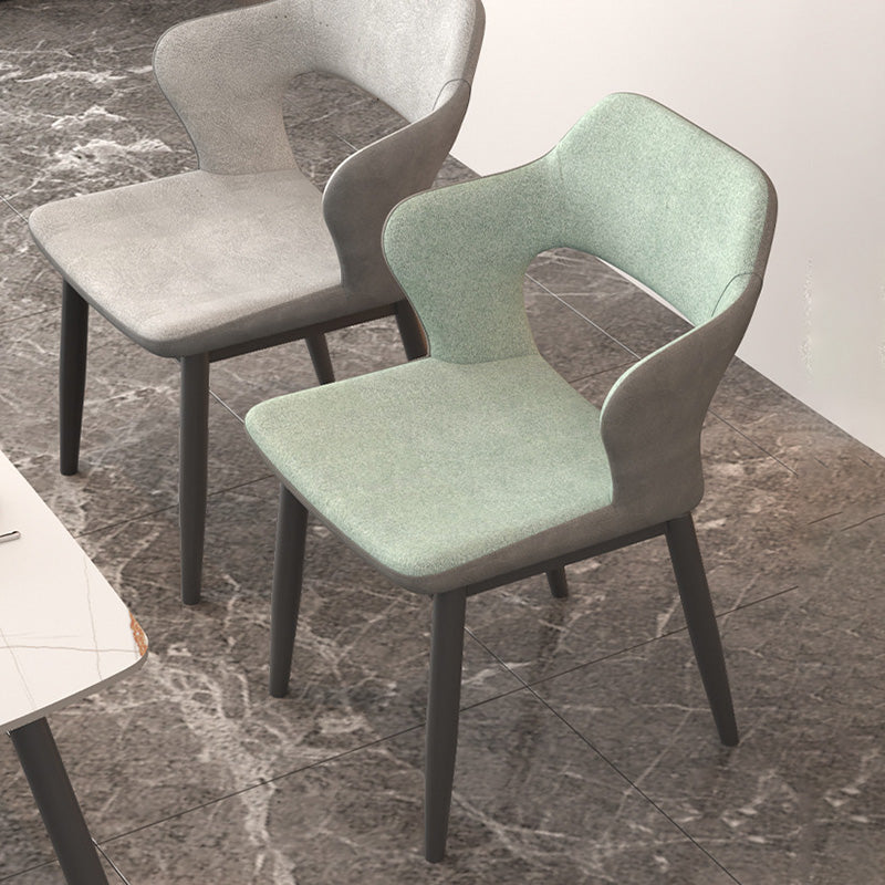 Modern Faux Leather Dining Side Chairs Open Back Dining Arm Chair for Dining Room