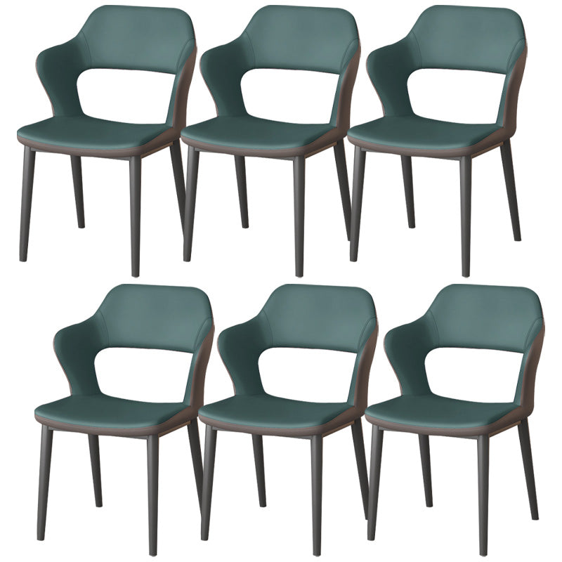 Modern Faux Leather Dining Side Chairs Open Back Dining Arm Chair for Dining Room