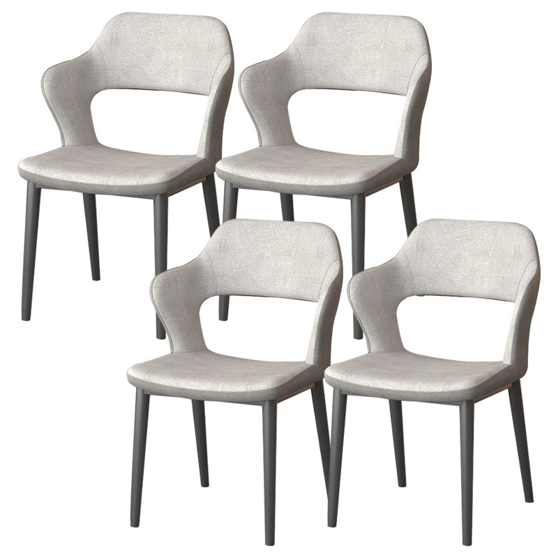 Modern Faux Leather Dining Side Chairs Open Back Dining Arm Chair for Dining Room