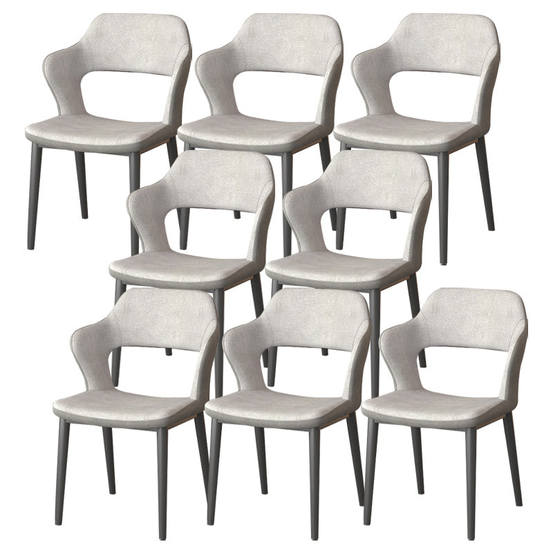 Modern Faux Leather Dining Side Chairs Open Back Dining Arm Chair for Dining Room