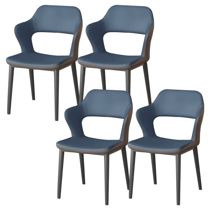 Modern Faux Leather Dining Side Chairs Open Back Dining Arm Chair for Dining Room