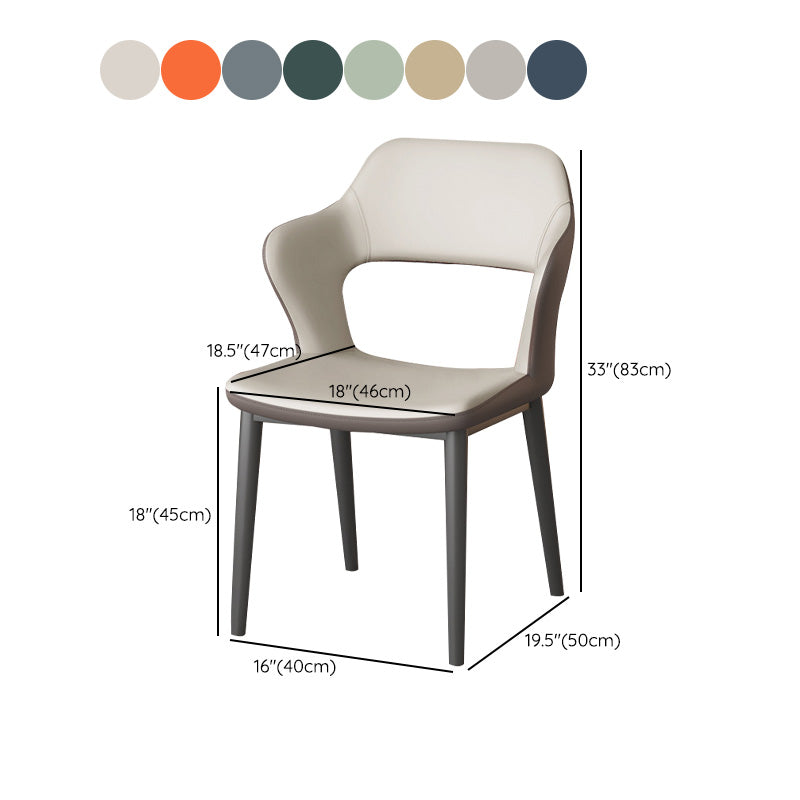 Modern Faux Leather Dining Side Chairs Open Back Dining Arm Chair for Dining Room