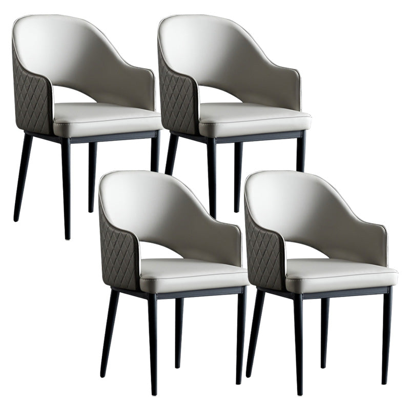Open Back Dining Arm Chair Modern Style Faux Leather Dining Side Chairs