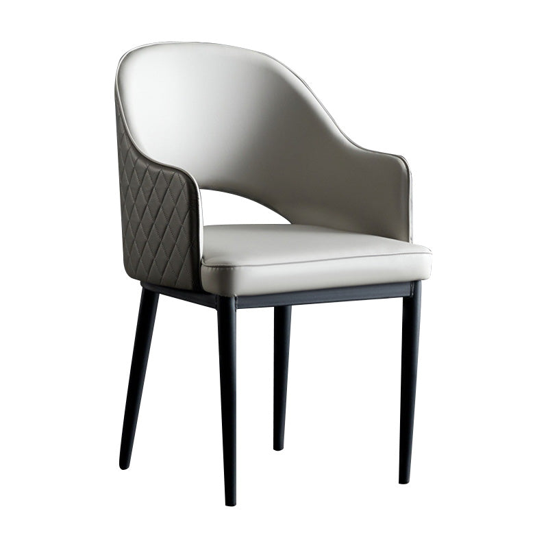 Open Back Dining Arm Chair Modern Style Faux Leather Dining Side Chairs