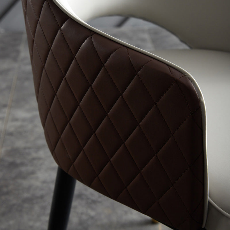 Open Back Dining Arm Chair Modern Style Faux Leather Dining Side Chairs