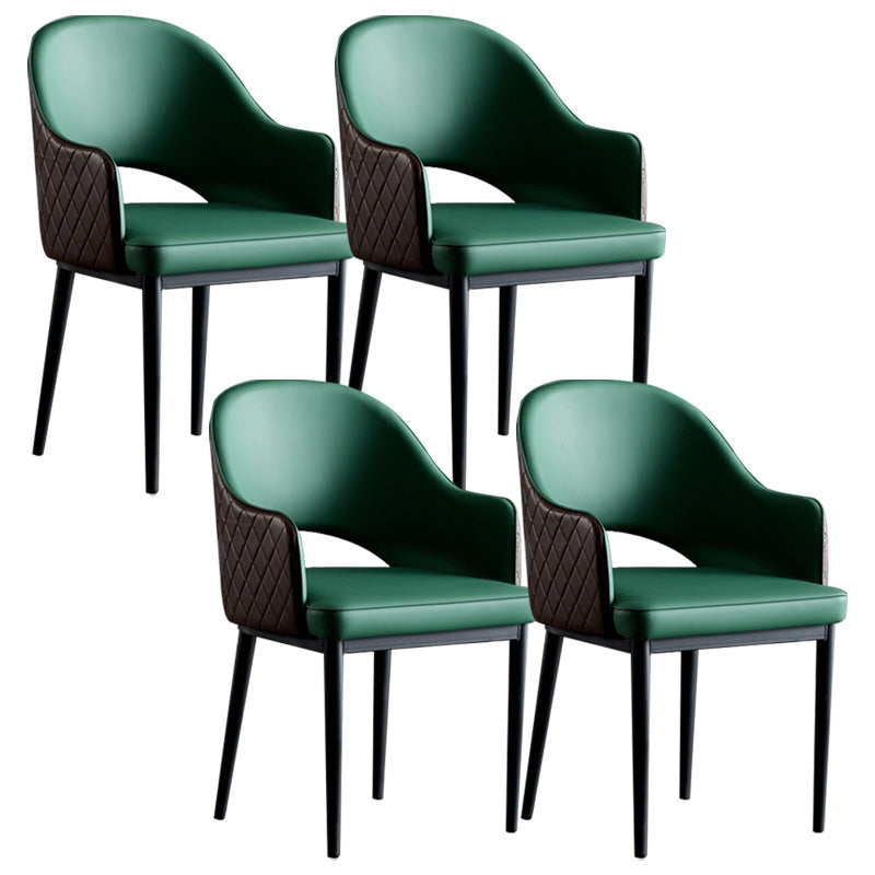 Open Back Dining Arm Chair Modern Style Faux Leather Dining Side Chairs