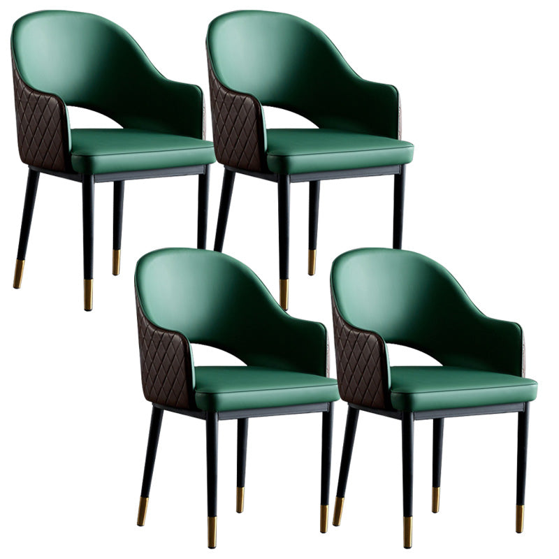 Open Back Dining Arm Chair Modern Style Faux Leather Dining Side Chairs