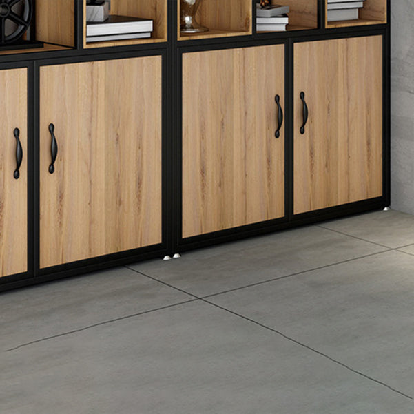 Vertical Standard Open Bookshelf Modern Brown Office Shelf Bookcase with Doors