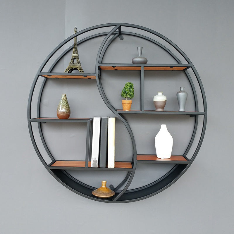 Wall Mounted Metal Shelf Bookcase Study Room Open Book Shelf with Shelves