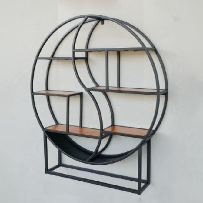 Wall Mounted Metal Shelf Bookcase Study Room Open Book Shelf with Shelves