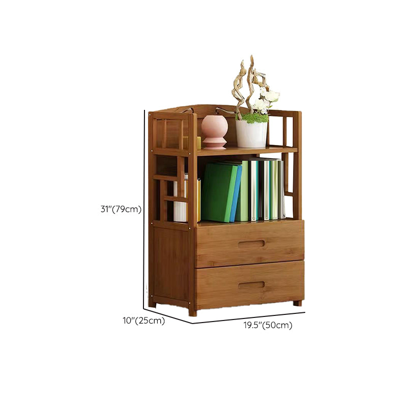 Contemporary Vertical Etagere Open Book Shelf Brown Bamboo Bookshelf for Study Room