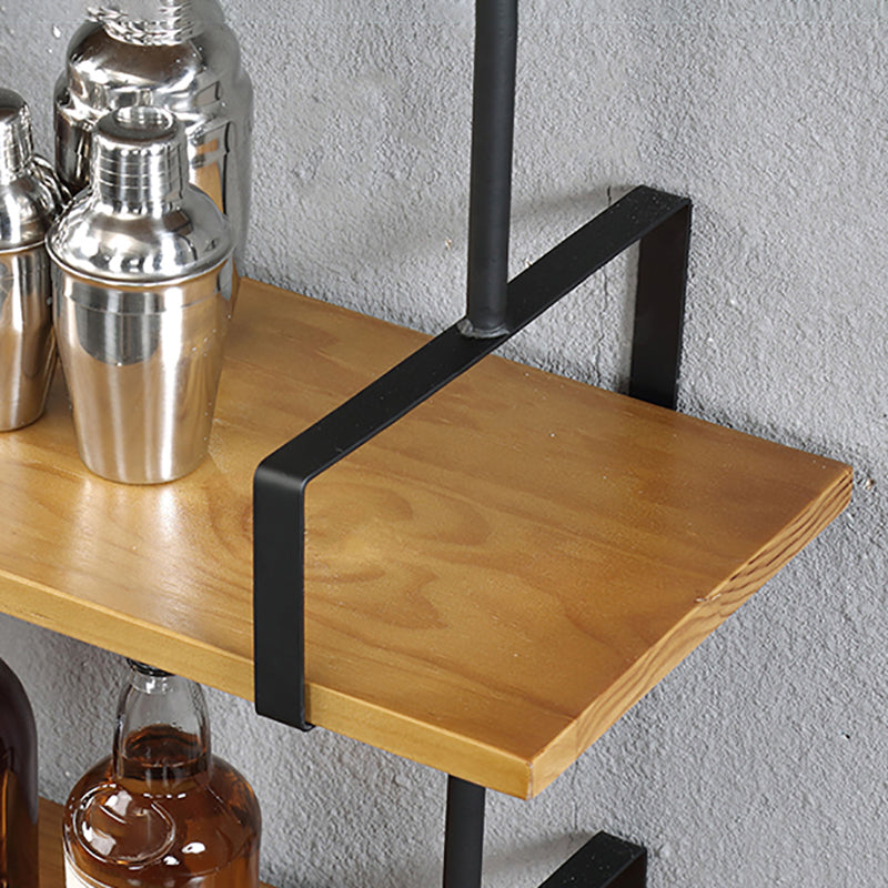 Metal and Wooden Shelf Bookcase Floating Open Wall Mounted Book Shelf for Study Room