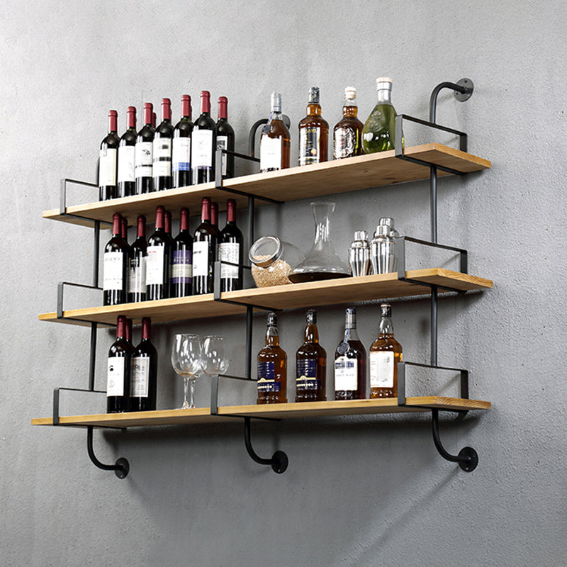 Metal and Wooden Shelf Bookcase Floating Open Wall Mounted Book Shelf for Study Room