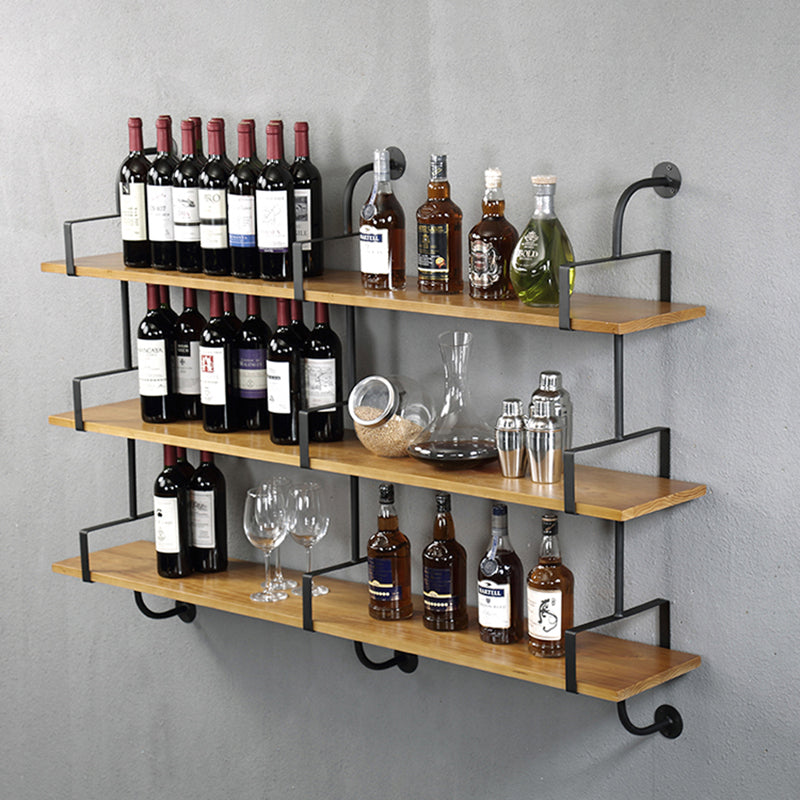 Metal and Wooden Shelf Bookcase Floating Open Wall Mounted Book Shelf for Study Room