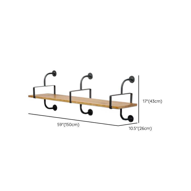 Metal and Wooden Shelf Bookcase Floating Open Wall Mounted Book Shelf for Study Room