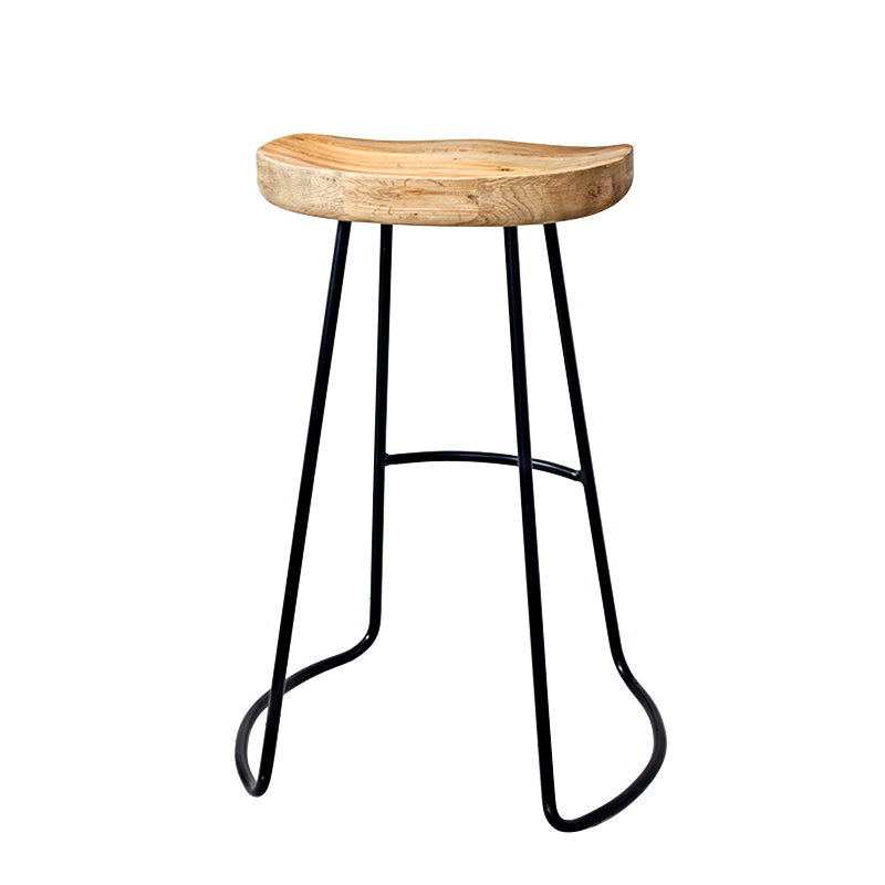 Saddle Seat Coffee Shop Bar & Counter Stool Modern Wood and Metal Dining Stool