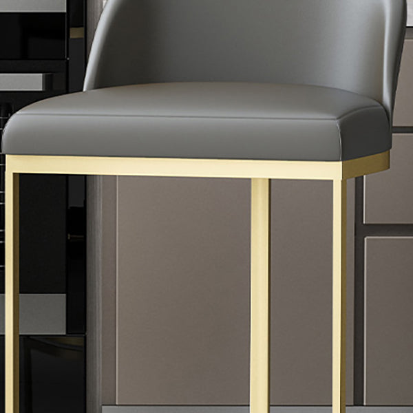 Industrial Low Back Stool Bucket Faux Leather Bar Stools for Bar