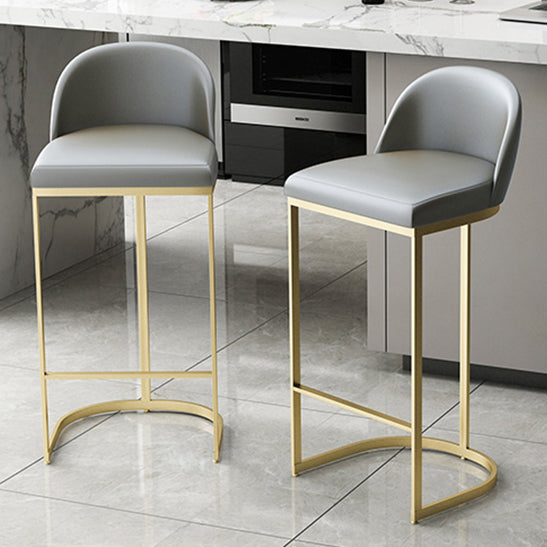 Industrial Low Back Stool Bucket Faux Leather Bar Stools for Bar