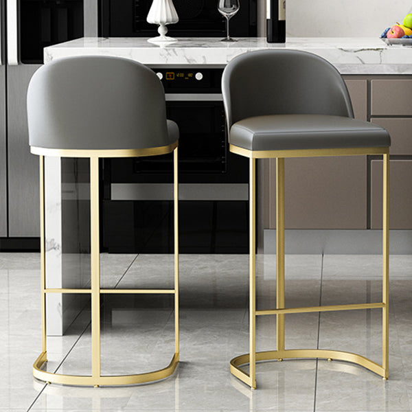 Industrial Low Back Stool Bucket Faux Leather Bar Stools for Bar