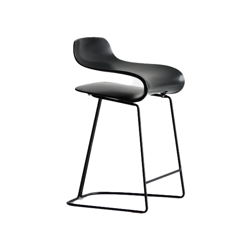 Backrest Armless Counter Stool Modern Iron Bar Stool with Plastic Cushion