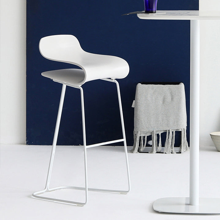 Backrest Armless Counter Stool Modern Iron Bar Stool with Plastic Cushion