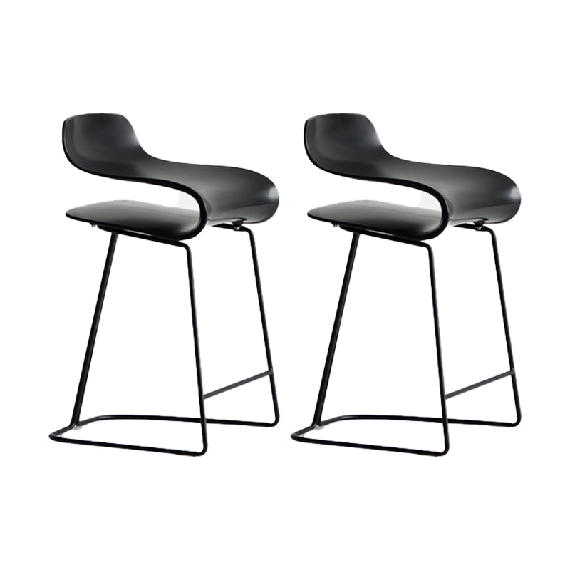Backrest Armless Counter Stool Modern Iron Bar Stool with Plastic Cushion