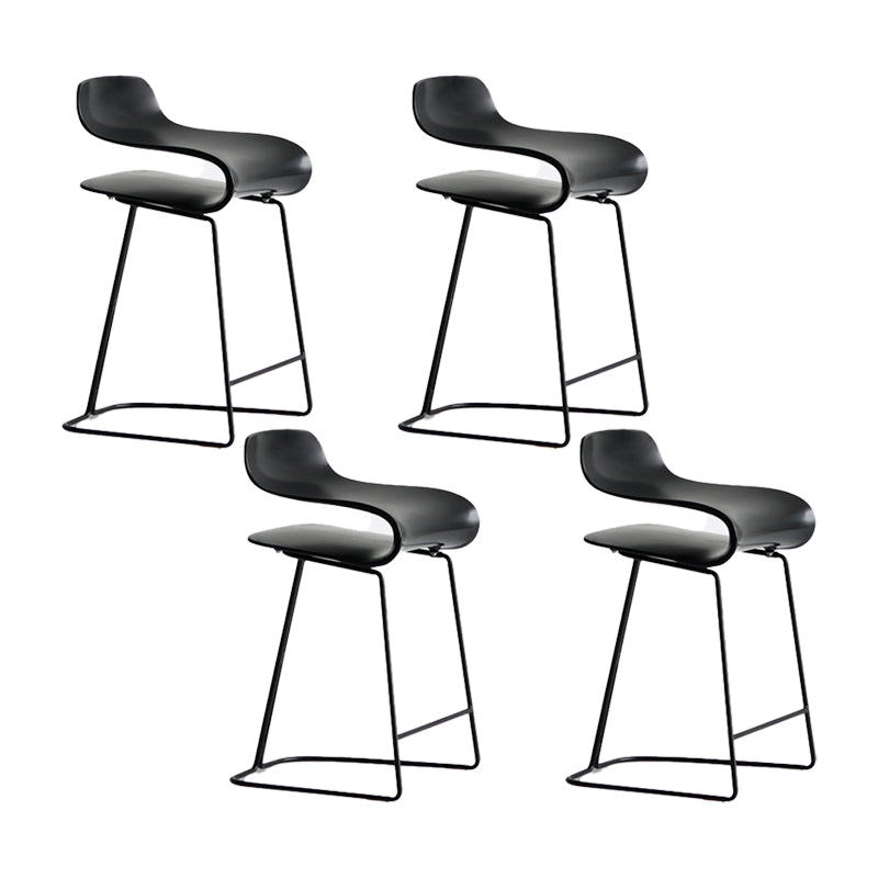 Backrest Armless Counter Stool Modern Iron Bar Stool with Plastic Cushion