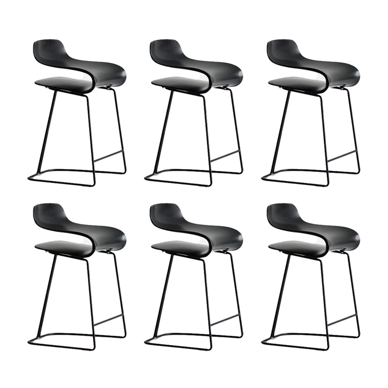 Backrest Armless Counter Stool Modern Iron Bar Stool with Plastic Cushion