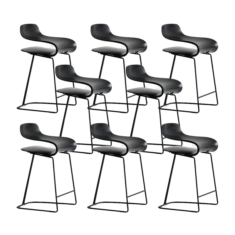 Backrest Armless Counter Stool Modern Iron Bar Stool with Plastic Cushion