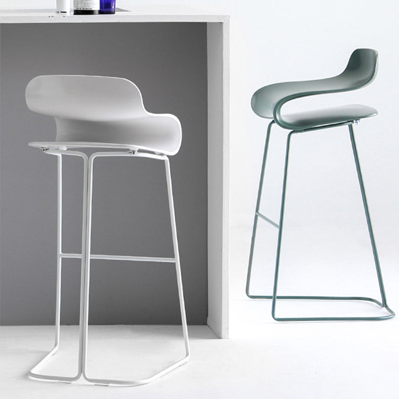 Backrest Armless Counter Stool Modern Iron Bar Stool with Plastic Cushion