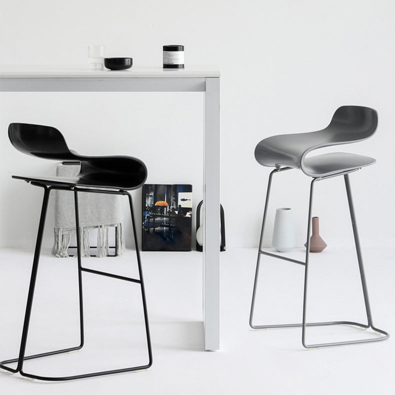 Backrest Armless Counter Stool Modern Iron Bar Stool with Plastic Cushion