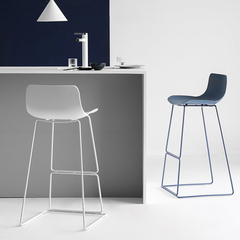 Modern Backrest Armless Counter Stool Iron High Stool with Plastic Cushion
