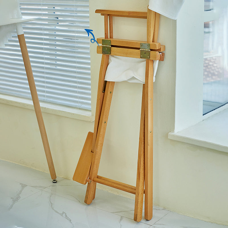 Industrial Backrest Arm Counter Stool Solid Wood Bar Stool with Canvas Cushion