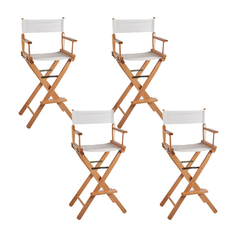 Industrial Backrest Arm Counter Stool Solid Wood Bar Stool with Canvas Cushion