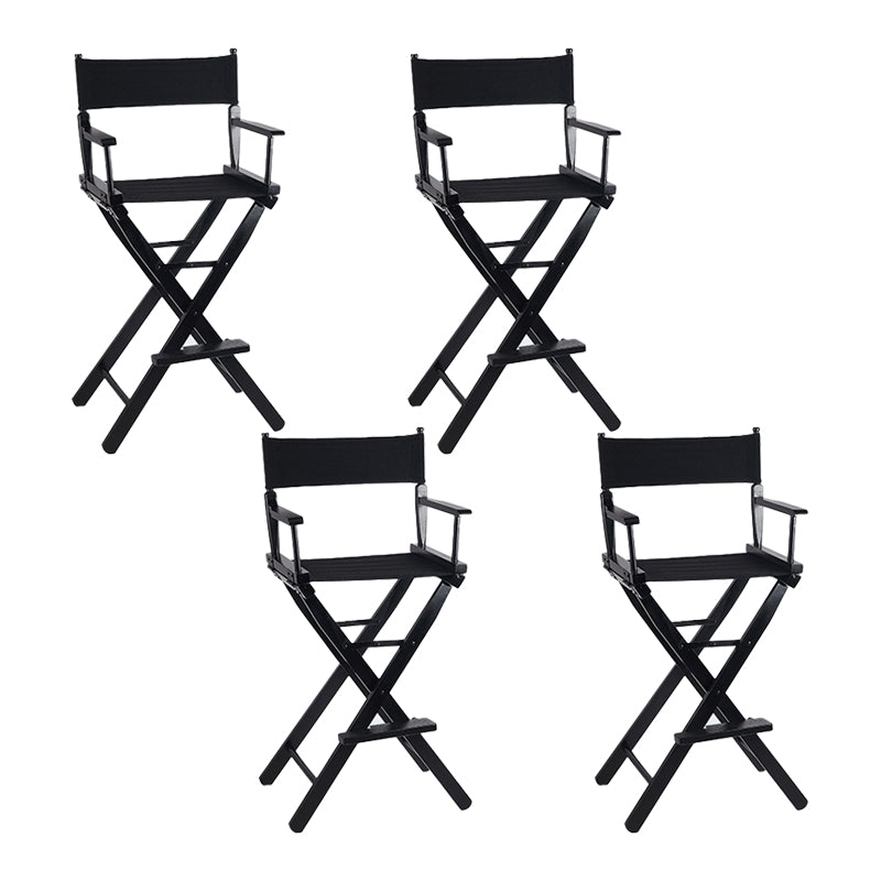 Industrial Backrest Arm Counter Stool Solid Wood Bar Stool with Canvas Cushion