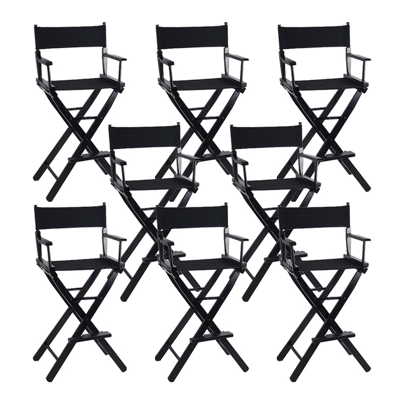 Industrial Backrest Arm Counter Stool Solid Wood Bar Stool with Canvas Cushion