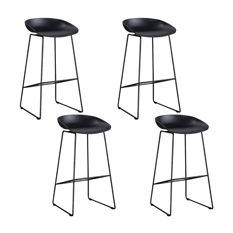 Modern Backrest Armless Counter Stool Metal High Stool with Plastic Cushion