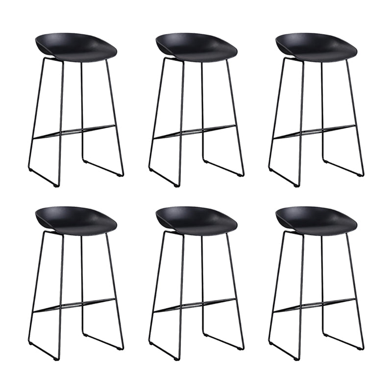 Modern Backrest Armless Counter Stool Metal High Stool with Plastic Cushion