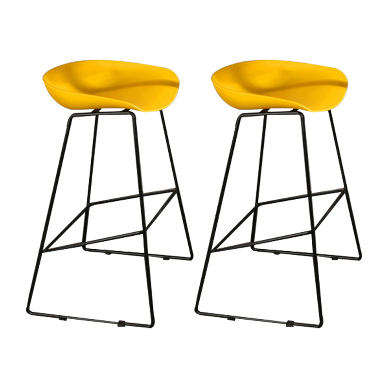 Modern Backrest Armless Counter Stool Metal High Stool with Plastic Cushion